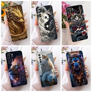 Cool Case For Huawei Nova 7 SE Cover CDY-NX9B CDY-AN20 Dragon Cartoon Lion Soft Clear TPU Bumper For