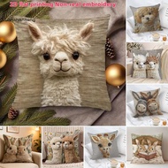 Plush Pillowcase Chair Cushion Cover Cute Print Pillow Covers Goat Donkey Rabbit Puppy Alpaca Cushio