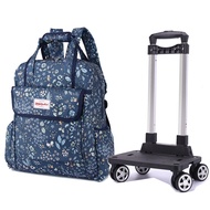 Backpack With 4 Rollers Wheels 360 Degree Trolley School Bag Boy Girl Shopping Cart Bag Wheeled Deta