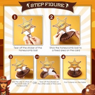Chinco 9 Pieces Cowboy Western Party Decorations Wild West Cowboy Honeycomb Centerpieces for Tables 