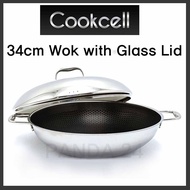 🎁SALE🎁[KOREA] COOKCELL 34cm Black Cube Wok Pan with Lid  Single Coating  Home & Living . Kitchen & D