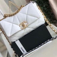 chanel 19 bag small white