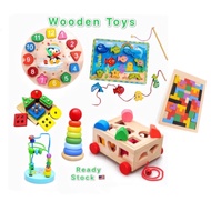 Wooden Toys Montessori Toys Clock Learning Stacking Block Stacking Rings Fishing Toy Shape Cube Box 