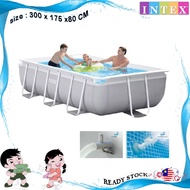 INTEX Kolam Renang Prism Frame 300x175x80cm – Segi Empat, Tahan Lasak + Pam Penapis