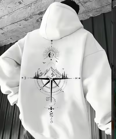 Shi Autumn/Winter Starry Sky Printed Hoodie with Velvet, Versatile Sports and Leisure Loose Hoodie