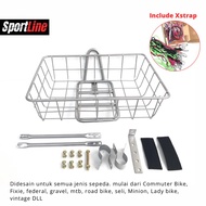 ONE SET Bicycle Basket PACKAGE - BLACK CHROME SILVER Bicycle Basket COMMUTER BIKE FEDERAL TOURING BI