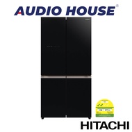 HITACHI R-WB700VMS2-GBK  645L 4 DOOR FRENCH BOTTOM FREEZER FRIDGE COLOUR:GLASS BLACK 2 TICKS  1 YEAR WARRANTY BY HITACHI