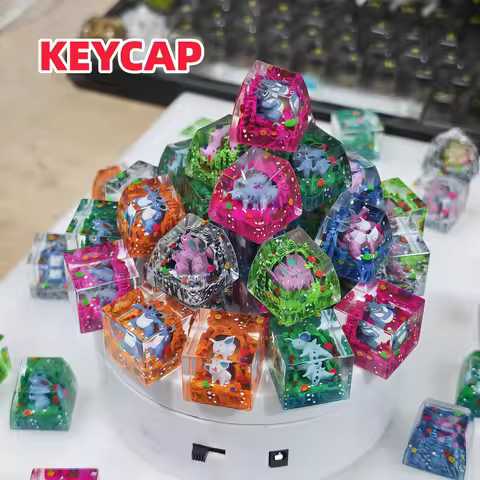 PTCG Pokemon Keycap Greninja Primeape Sprigatito Fuecoco Mechanical Keyboard Resin Transparent Stere