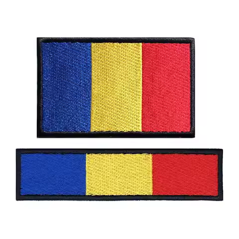 1PC Romanian Flag Romania Hook Loop Or Iron On Embroidery Badge Cloth Military Moral Stripe Armband 