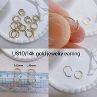 Lucky us10k gold jewelry earring (10mm Or 12mm)1pair