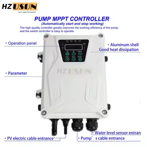 HZUSUN DC MPPT Solar Pump Controller with MC4 Connector 24V 48V 72V 96V 110V BLDC Submersible Surfac