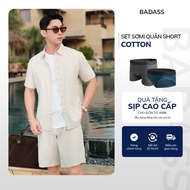 Shirt short sleeve & BADASS Men's Shorts Basic Cotton Regular Fit Embroidered Logo Cool Summer SHNTK