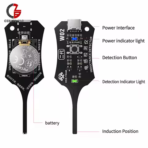 W01 W02 Inductance Tester Mainboard Coil Tester PC Repair Electromagnetic Induction Quick Fault Chec