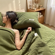 【In stock】FREE Shipping  WindSing    4 in 1 Waffle Weave Bed Sheet Set Spill Cover Queen/King Size B