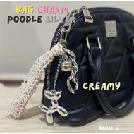 Silver Poodle Charm Bag Premium Poodle Charm Bag Lace Poodle Keychain/