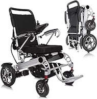 Fashionable Simplicity Electric Wheelchairs - Power Transport Chair - Lightweight Foldable Heavy Duty - Motorized Long Range Large Dual Motor - Breathable And Washable Seat Cushion