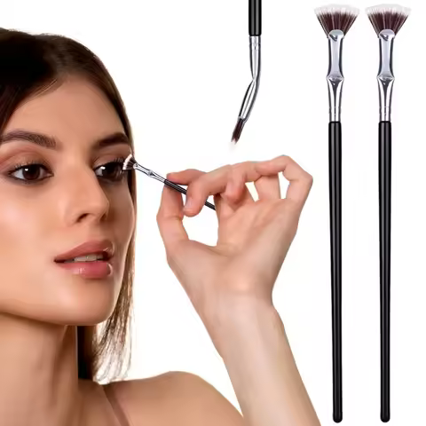 3/1pcs Angled Fan-shaped Eyelash Brush Bent Lash Fan Brush Mini Fan Highlight Makeup Brushes With Pr