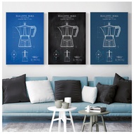 Coffee Pot Patent Posters and Prints Bialetti Moka Poster Coffee Blueprint Art Picture Canvas Painting Kitchen Wall Art Decor