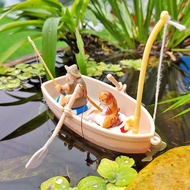 เรือตกปลาขนาดเล็กห่วงยางว่ายน้ำจำลองขนาดเล็กแบบจำลองภูมิทัศน์ของเล่นไม้ของเล่น