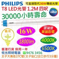 PHILIPS 飛利浦（單端）T8 4000K 中性 / 6500K 白光 16W LED 光管 1800流明 1.2M 四呎 30000小時壽命 香港行貨 保用一年
