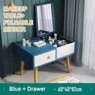 SIMPLE MODERN WOODEN MINI DRESSING TABLE SITTING MAKEUP TABLE WITH MIRROR ALMARI MEKAP