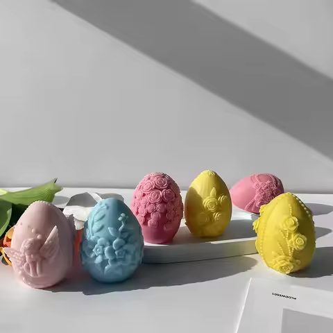 3D Flower Easter Eggs Silicone Mold DIY Butterfly Egg Candle Plaster Easter Decor Crafts Mould