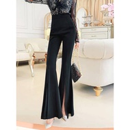 seluar bootcut woman bootcut pants slack bootcut woman Fashionable Slit Spring Korean Version High W