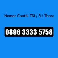 Nomor Cantik Three Tri 0896 3333 5758 Super Kwartet 3333 ekor 5758