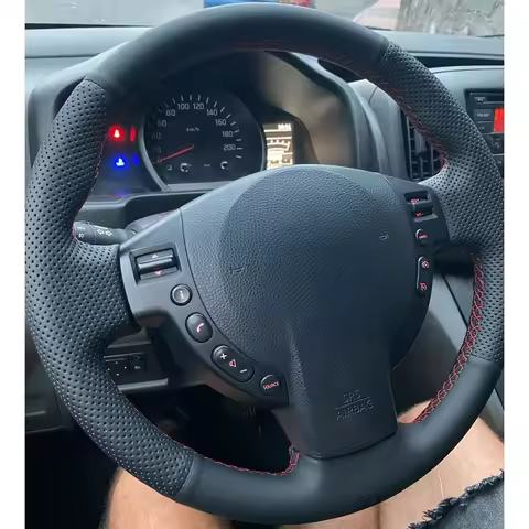 Non-Slip Black Artificial Leather Car Steering Wheel Cover For Nissan QASHQAI X-Trail Nissan NV200 R