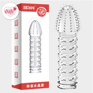 Vivi Reusable Dotted Spike Crystal Condom Washable Sleeve For Men Kondom Berduri Lelaki 朱雀水晶套