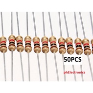 50pcs 1/4W Resistor carbon resistors 220 2.2k 22k 4.7k 47k 1k 10k 100k ohms resistor 0.25W ohm many