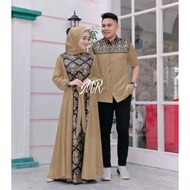 Gamis Batik Kombinasi Polos Terbaru 2022 Modern Couple Baju Muslim