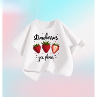 【220G 100%Cotton】 NELLY Strawberry T-shirt Short Sleeves Tops Korean Fashion New Styles Boys 2-12 Ye