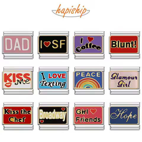 Hapiship 2025 Top Fashion Colors Dad Peae Hope Kiss Me Be Happy Italian Charms Fit 9mm Bracelet Maki