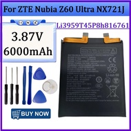 New Li3959T45P8h816761 3.87V 6000mAh High Quality Battery for ZTE Nubia Z60 Ultra NX721J Mobile Phon