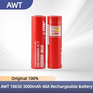 /AWT 18650 3000mah 40A  red rechargeable battery and AWT C2 charger.