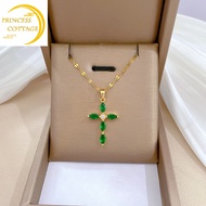 necklace pawnable pure 18k saudi gold luxury temperament full diamond cross necklace female niche design personality collarbone chain