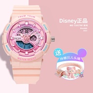 Disney Girls นาฬิกาอิเล็กทรอนิกส์สายยางกันน้ํา Digital Movement นาฬิกาปลุกปฏิทินจอแสดงผลสําหรับเด็ก