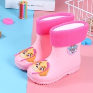 AT/🪁Paw Patrol Li Da Gong Children's Rain Shoes Fleece-Lined Boys and Girls Non-Slip Rain Boots Cute Cartoon Primary Sch