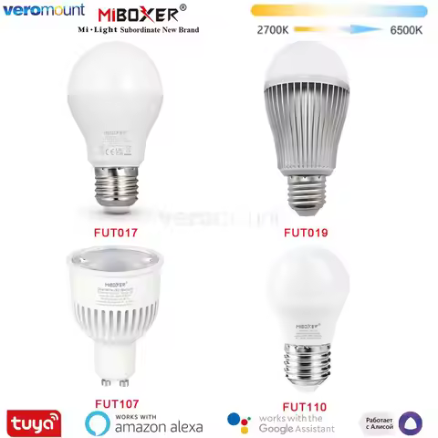 MiBoxer 2.4G Smart LED Bulb E27 4W FUT111 6W FUT017 9W FUT019 GU10 6W FUT107 CCT 2700K-6500K Dual Wh