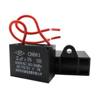CBB61 Electric Fan Capacitor 1.2/1.5/1.8/2.5/2.7/3UF Floor Fan Range Hood Ceiling Fan Capacitor