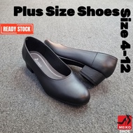 Kasut Perempuan Size 4-12 (Plussize) Ladies 1 ½inch Heels Working Shoes Black KQ1231