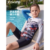 Zoke Children's Swimsuit One-Piece Long-Sleeved Sunscreen Boxer Swimming Training zoke Boys Transfor