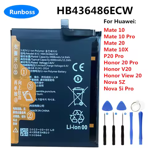 Original HB436486ECW 4000mAh Battery for Huawei Mate 10 10Pro,Mate 20,Mate 10X,P20 Pro,Honor 20 Pro,