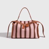 Pink Stripe Channel Bag for Women, Elegant Korean Fashion Shoulder Tote, Mini Sling Crossbody Handba