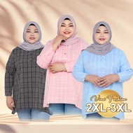 [VIEW] 2XL-3XL PLUS SIZE MUSLIMAH BLOUSE Fashion Square Casual Top 21175