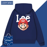 LEE FCMMA เสื้อกันหนาวมีฮู้ดผู้ชายและผู้หญิงการ์ตูนมาริโออินเทรนด์แบรนด์หลวมด้านบนลำลองกีฬาแจ็คเก็ตคลุมด้วยผ้านักเรียน  LEE FCMMA joint hooded hoodie Men and women Catone Mario Fashion loose top Casual sports hooded coat student White 3XL