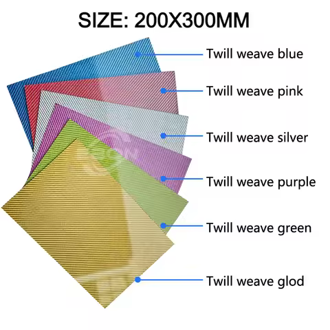 EBON 200x300mm 3K Colored Carbon Fiber Sheet Thickness 0.5-3mm 3K Colourful Carbon Fiber Plate Twill