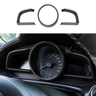 9X for 3 Axela 2014-2018 Carbon Fiber Dashboard Interior Instrument Frame Cover Trim