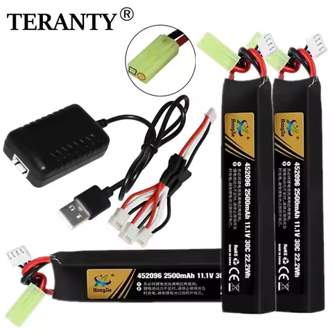 Water Gun Airsoft 11.1V 3S 2500mAh 30C 452096 LiPo battery+Charger Tamiya Plug for Airsoft BB Air Pi